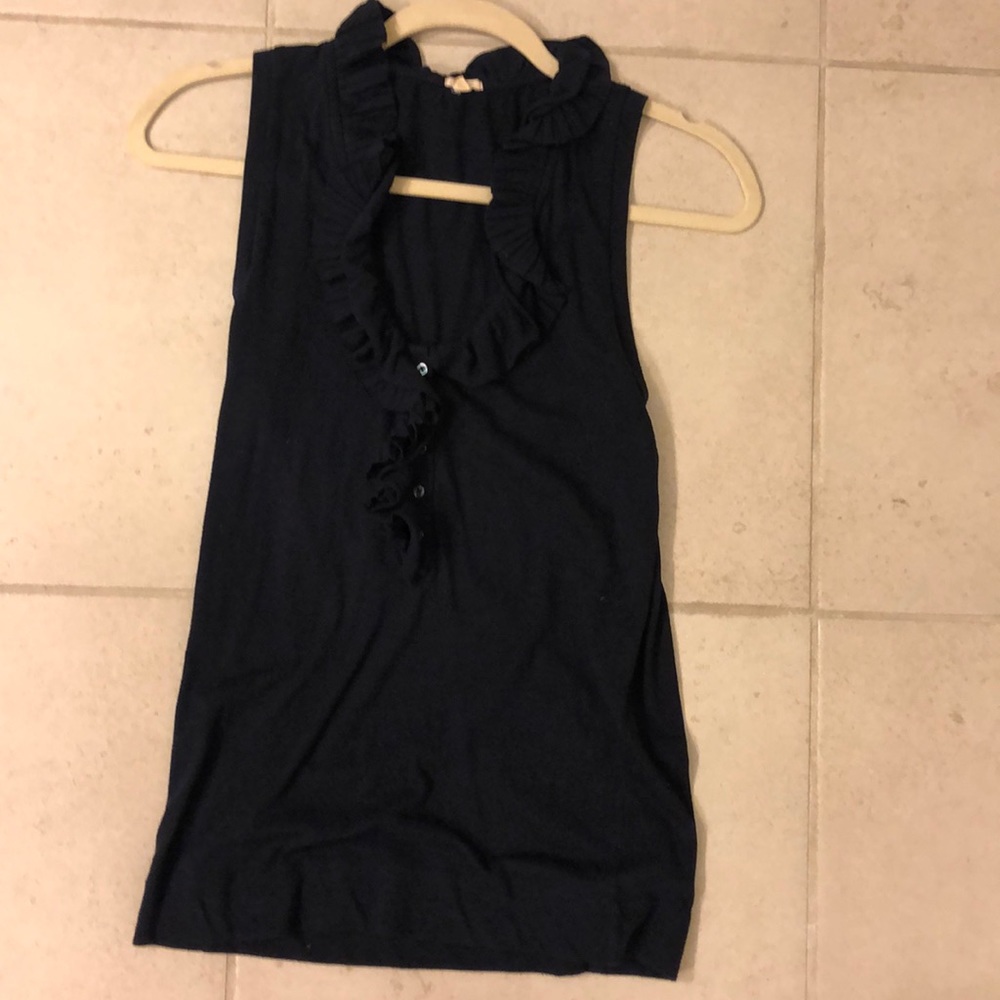 Dark Blue J Crew Tank Top with Ruffles